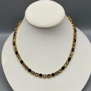 All that Glitters Trifari Blue and Clear Rhinestone Necklace JP283